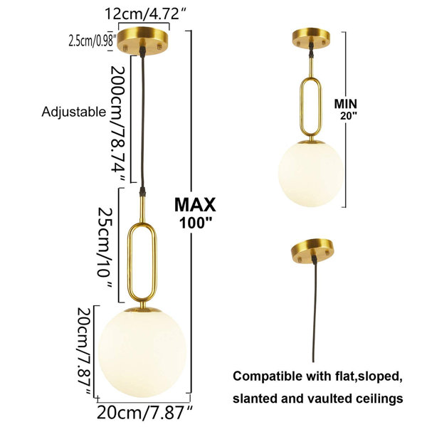 URBNLIVING 2 - Light Gold Simple Pendant | Wayfair.co.uk